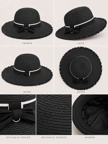 Cappello nero con fiocco