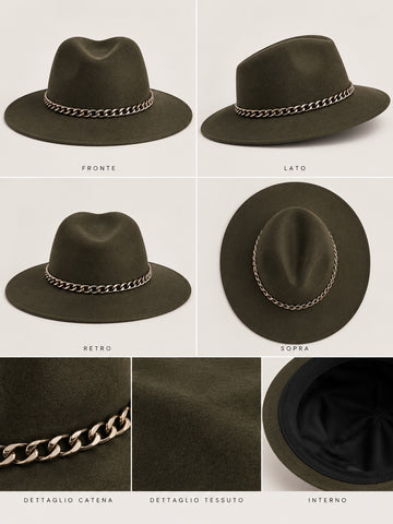 Cappello verde militare con catena