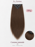 Extension lisce 150 g, 60 cm, 7 fasce con clip – Castano naturale #6 – R.a. Boutique