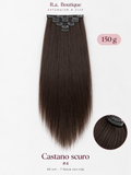 Extension lisce 150 g, 60 cm, 7 fasce con clip – Castano scuro #4 – R.a. Boutique
