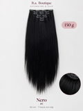 Extension lisce 150 g, 60 cm, 7 fasce con clip – Nero #1 – R.a. Boutique