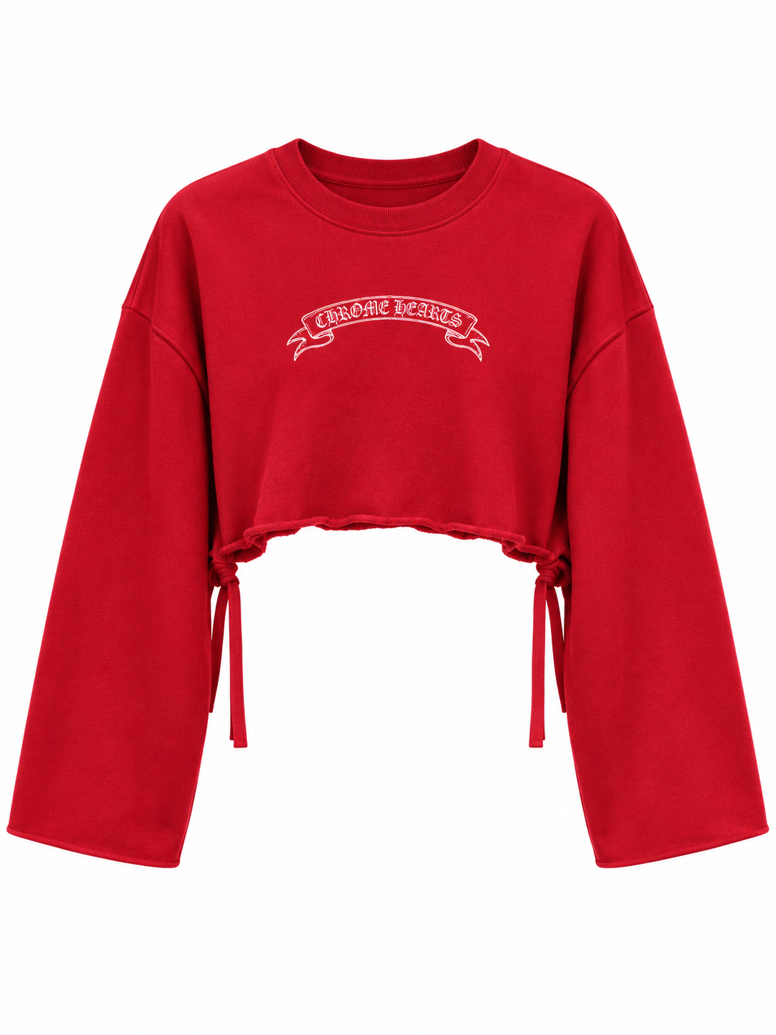 Felpa Crop Rossa con Stampa Bianca e Lacci Laterali - R.a. Boutique