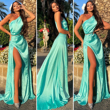 Abito impero monospalla Verdeacqua - R.a. Boutique 