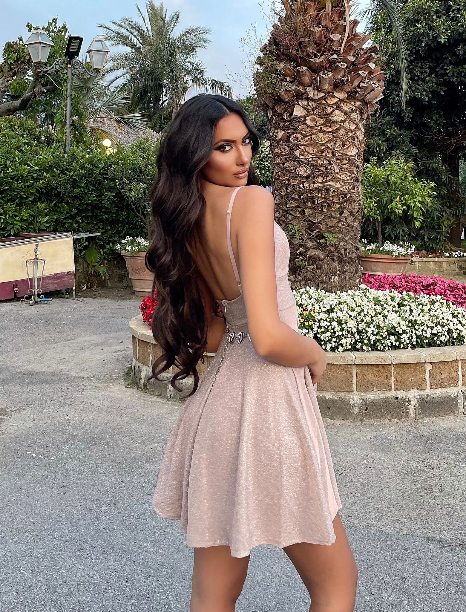 Abito corto glitter cipria - R.a. Boutique 