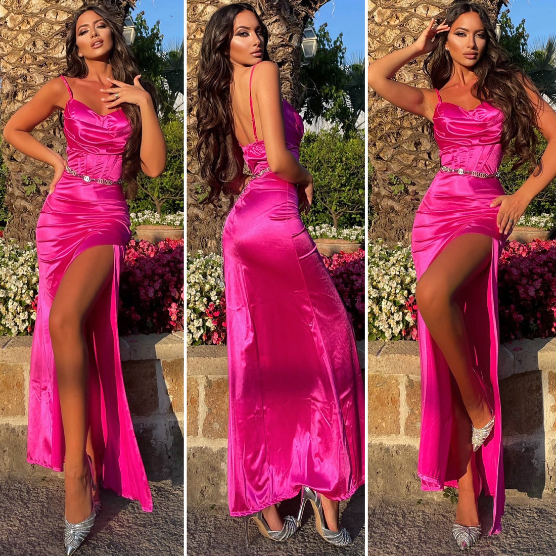 Abito bustier lungo Fuxia - R.a. Boutique 