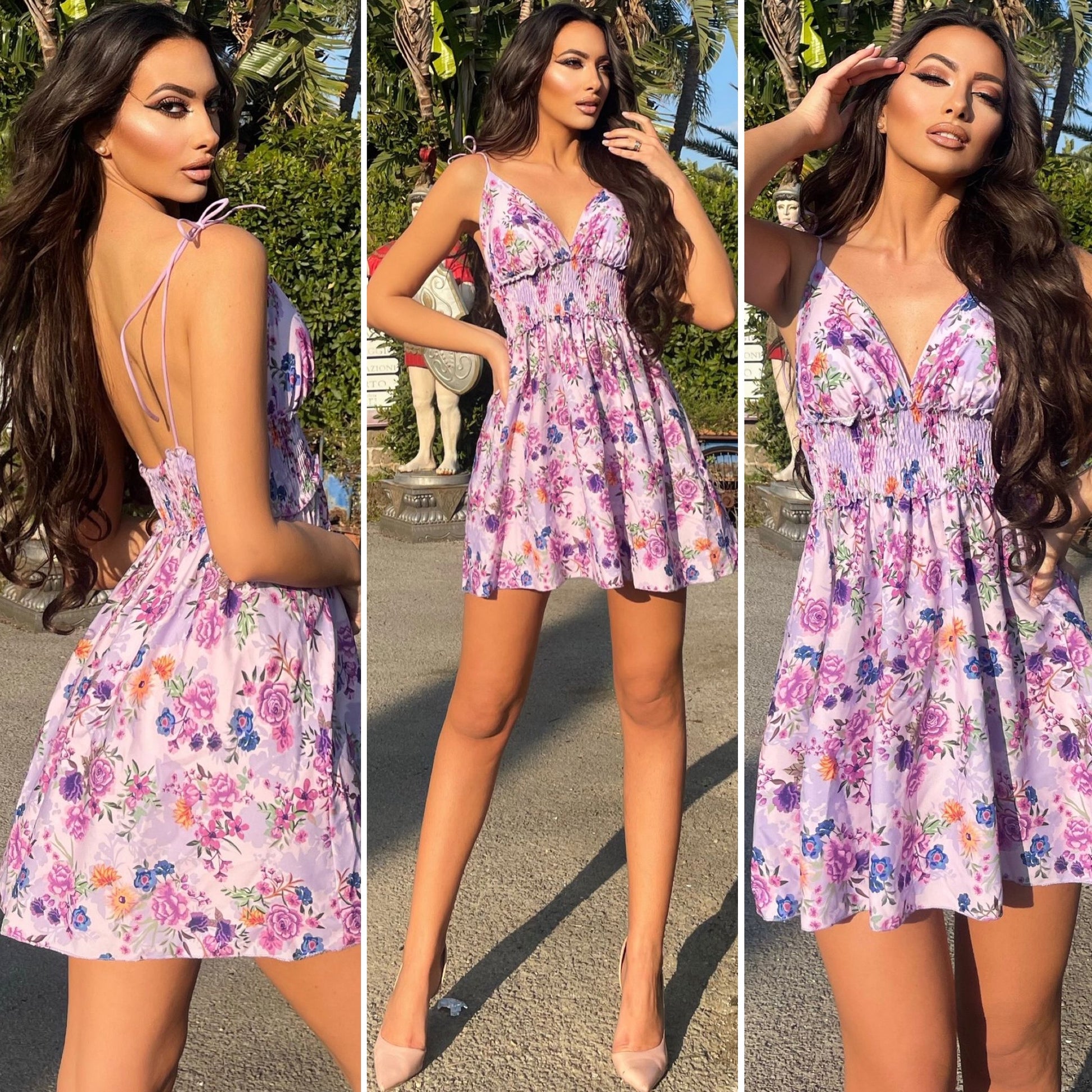 Abito corto fiorellini lilla - R.a. Boutique 