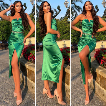 Abito midi verde scollo a V - R.a. Boutique 