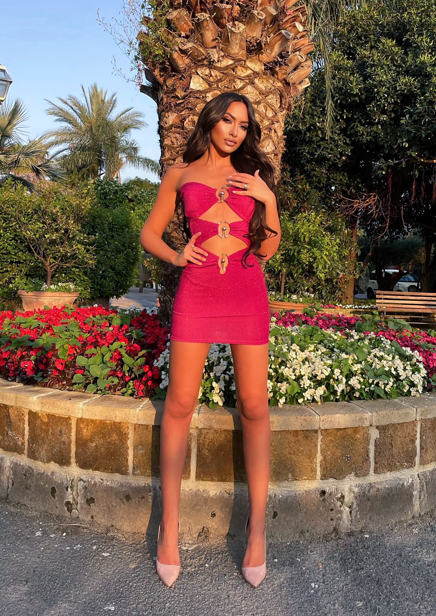 Abito lurex corto Fuxia glitter - R.a. Boutique 