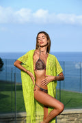 Pareo lime  con frange e pizzo - R.a. Boutique 