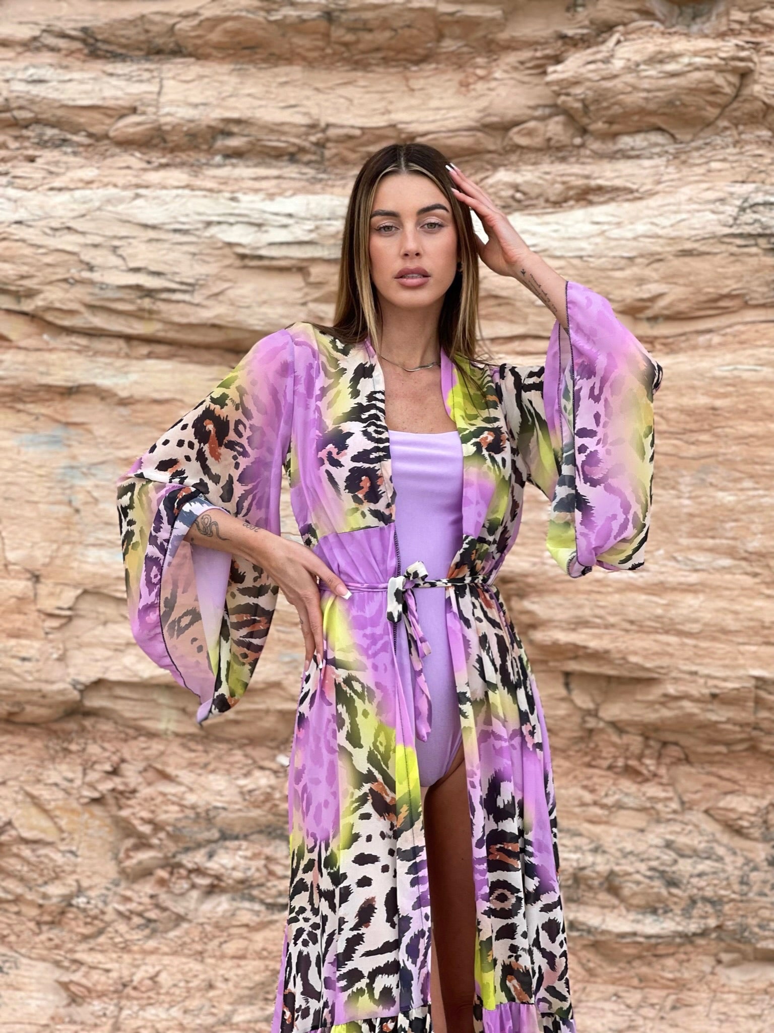 Kimono animalier lilla - R.a. Boutique 