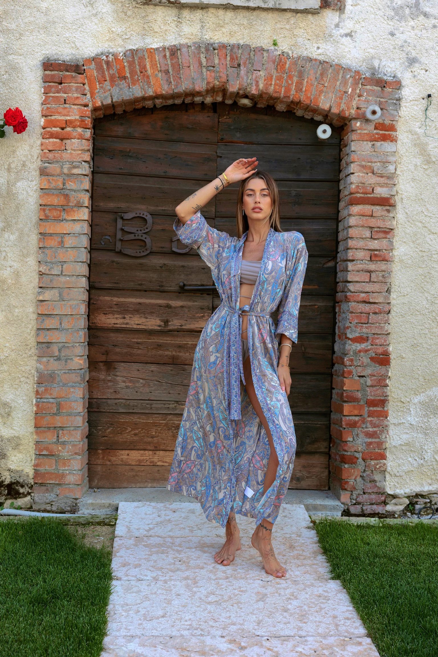 Kimono etnico dettagli oro - R.a. Boutique 