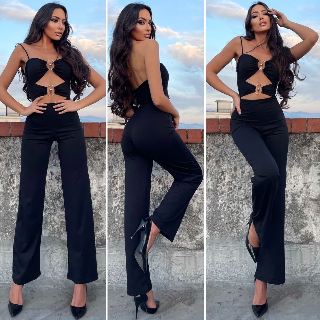 Tuta nera anelli oro - R.a. Boutique 