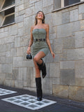 Abito a fascia verde militare con cintura - R.a. Boutique 