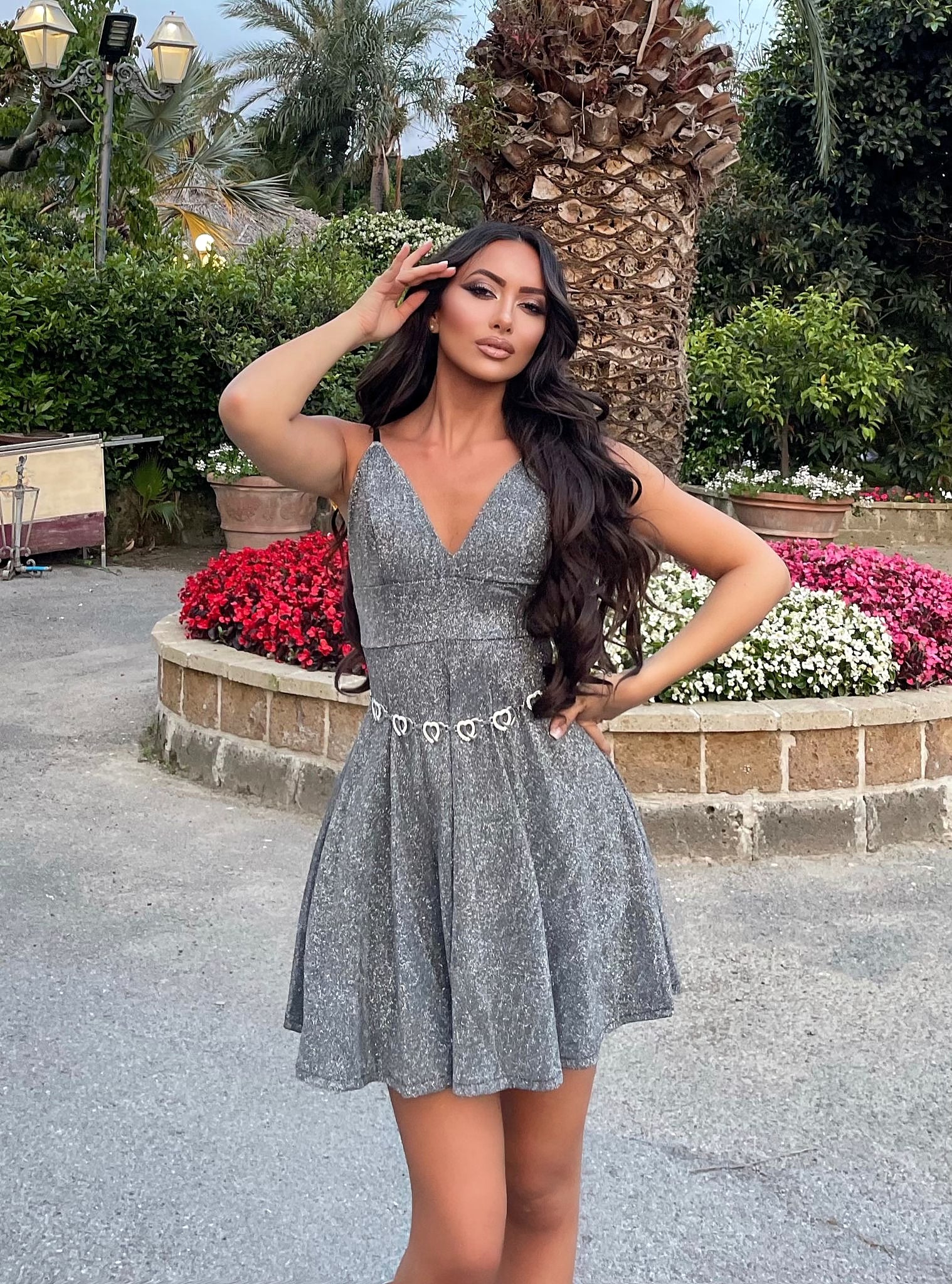 Abito corto glitter argento - R.a. Boutique 