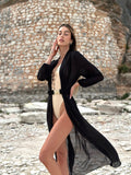 Pareo/ kimono nero con cintura oro - R.a. Boutique 