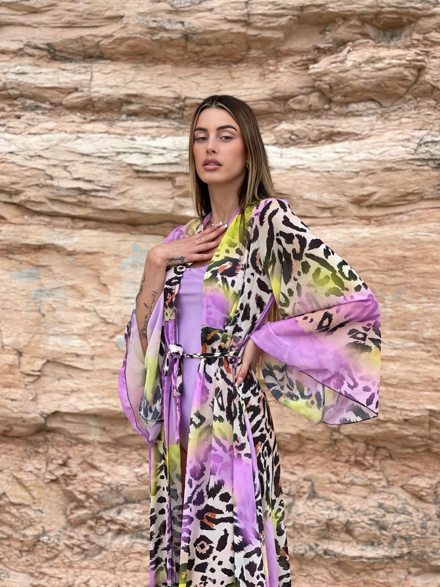 Kimono animalier lilla - R.a. Boutique 