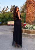 Abito in tulle nero cintura in strass - R.a. Boutique 