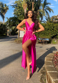 Abito Fuxia con maxi spacco - R.a. Boutique 