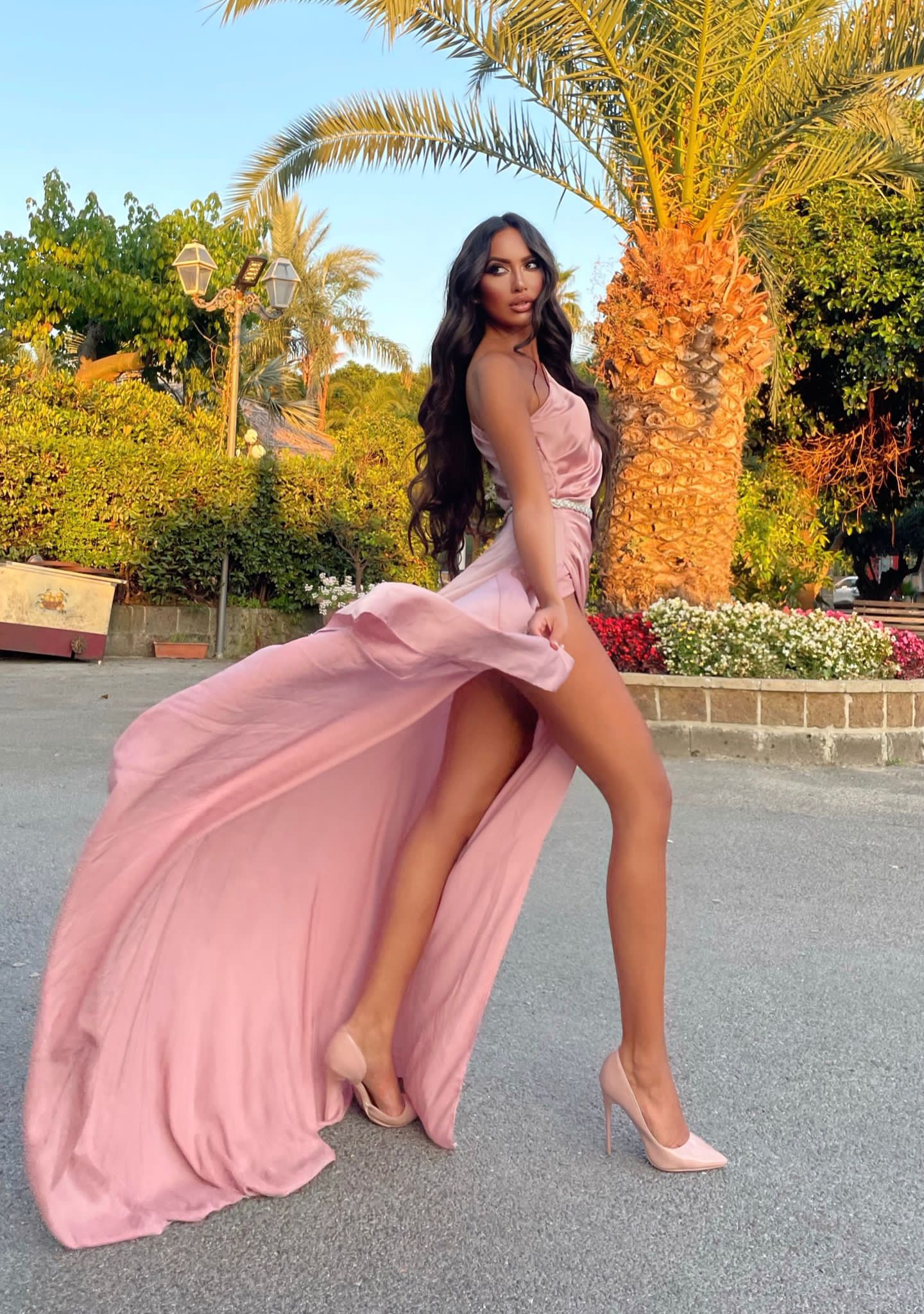 Abito impero monospalla cipria - R.a. Boutique 