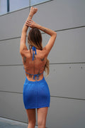 Abito corto in lurex blu - R.a. Boutique 