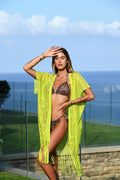 Pareo lime  con frange e pizzo - R.a. Boutique 