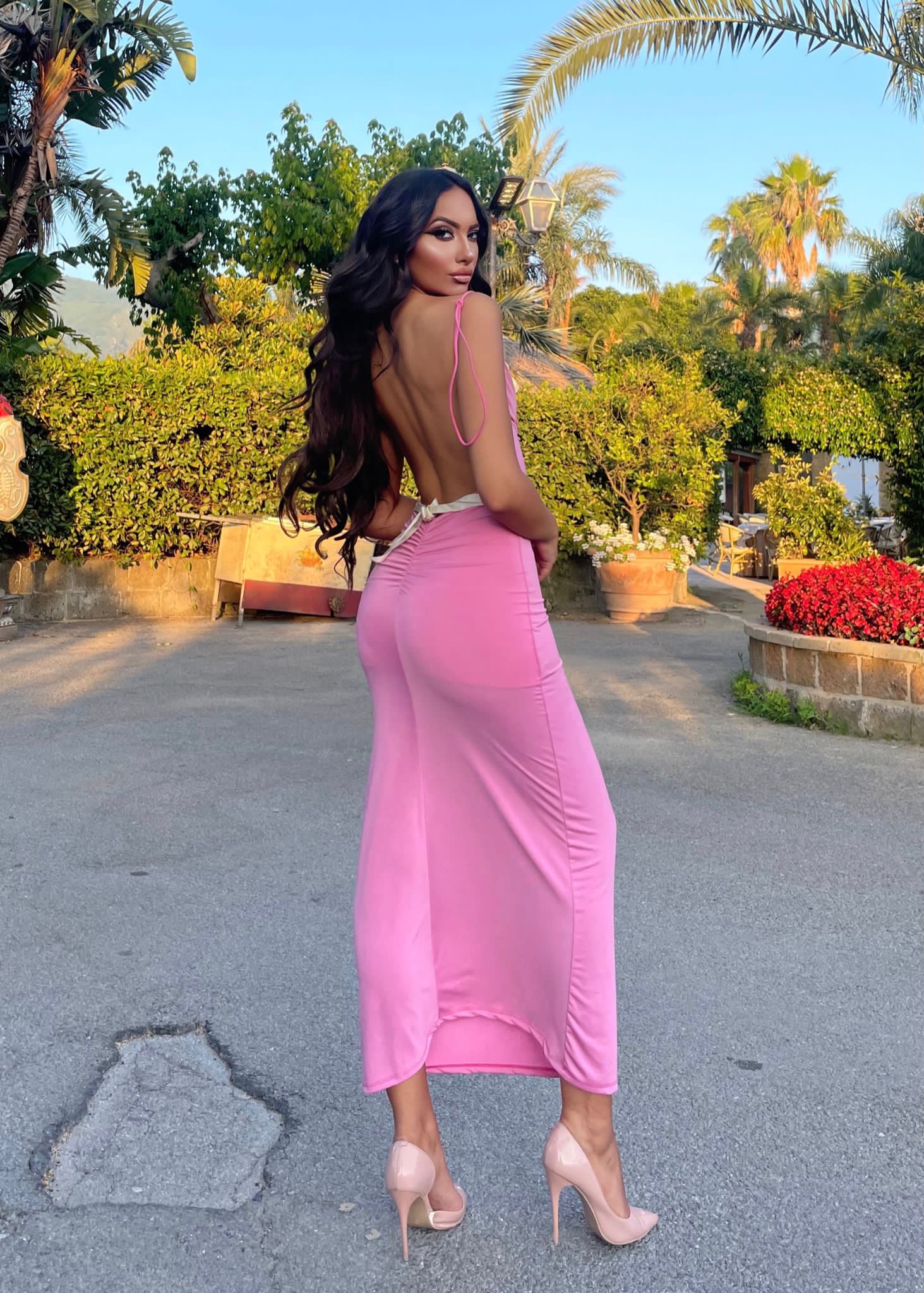 Abito lungo push up rosa - R.a. Boutique 