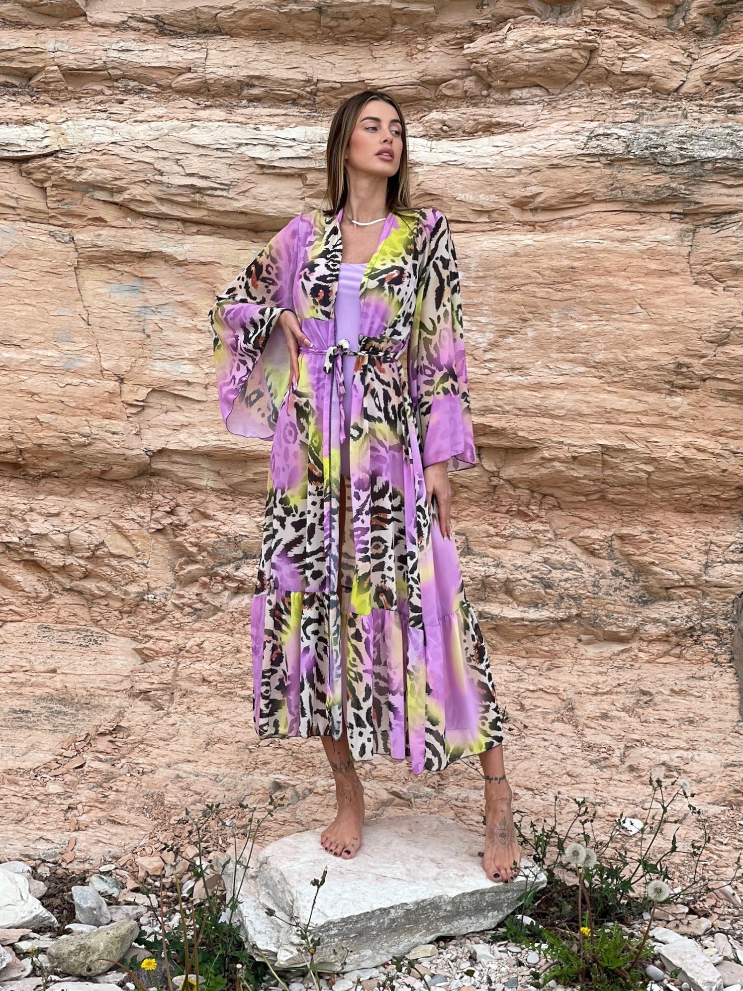 Kimono animalier lilla - R.a. Boutique 