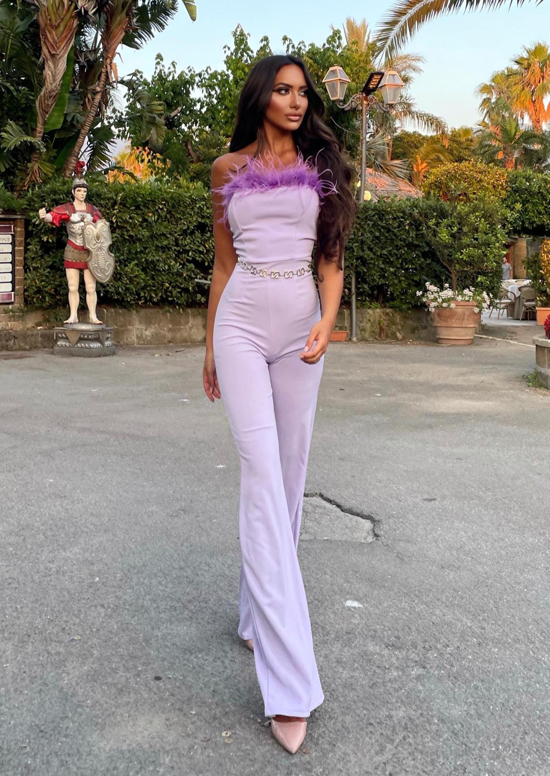 Tuta con piume lilla - R.a. Boutique 
