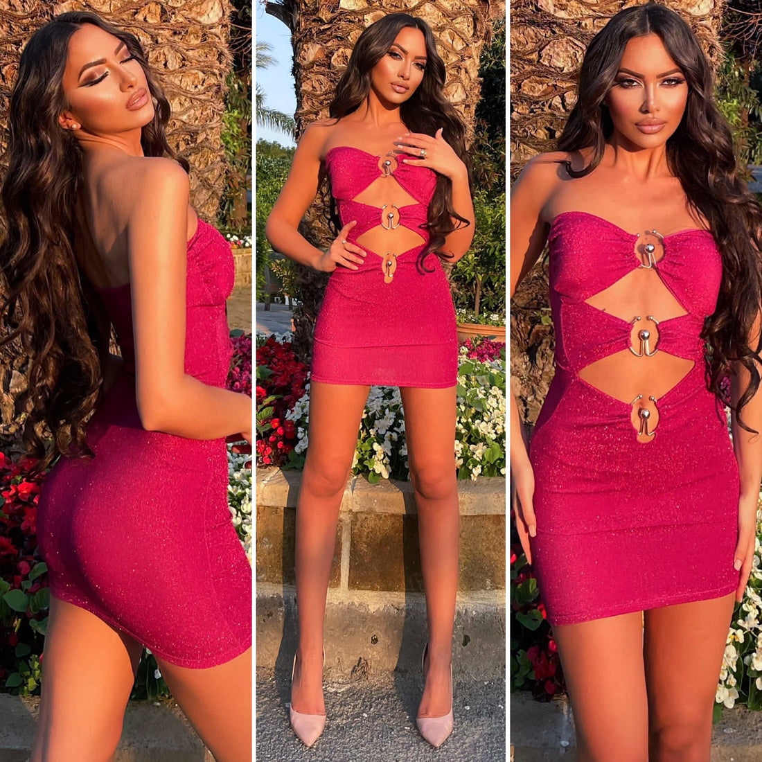 Abito lurex corto Fuxia glitter - R.a. Boutique 