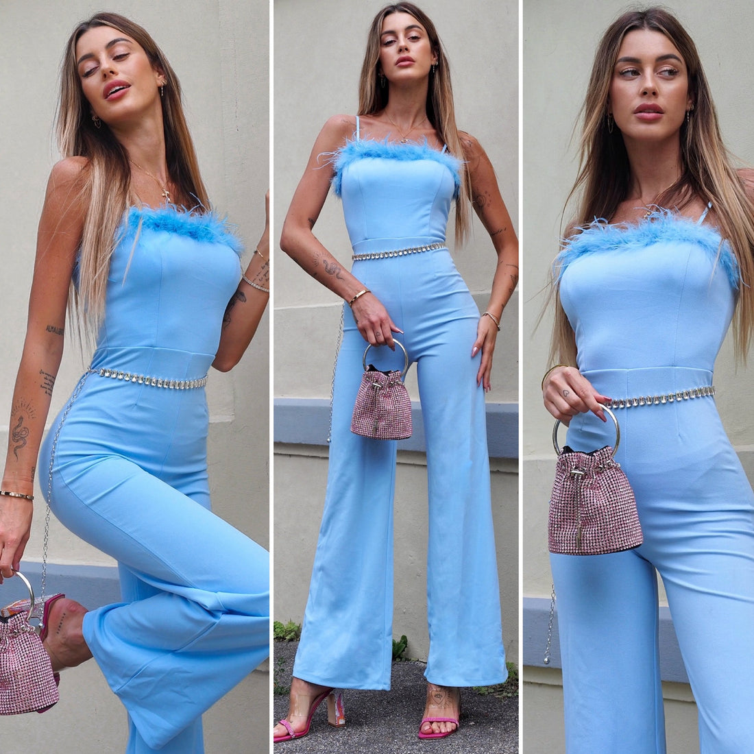 Tuta con piume carta da zucchero - R.a. Boutique 