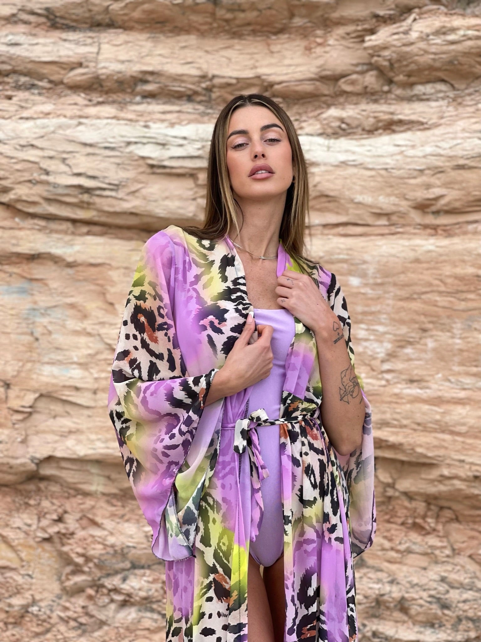 Kimono animalier lilla - R.a. Boutique 