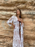 Pareo/kimono lungo in pizzo bianco - R.a. Boutique 