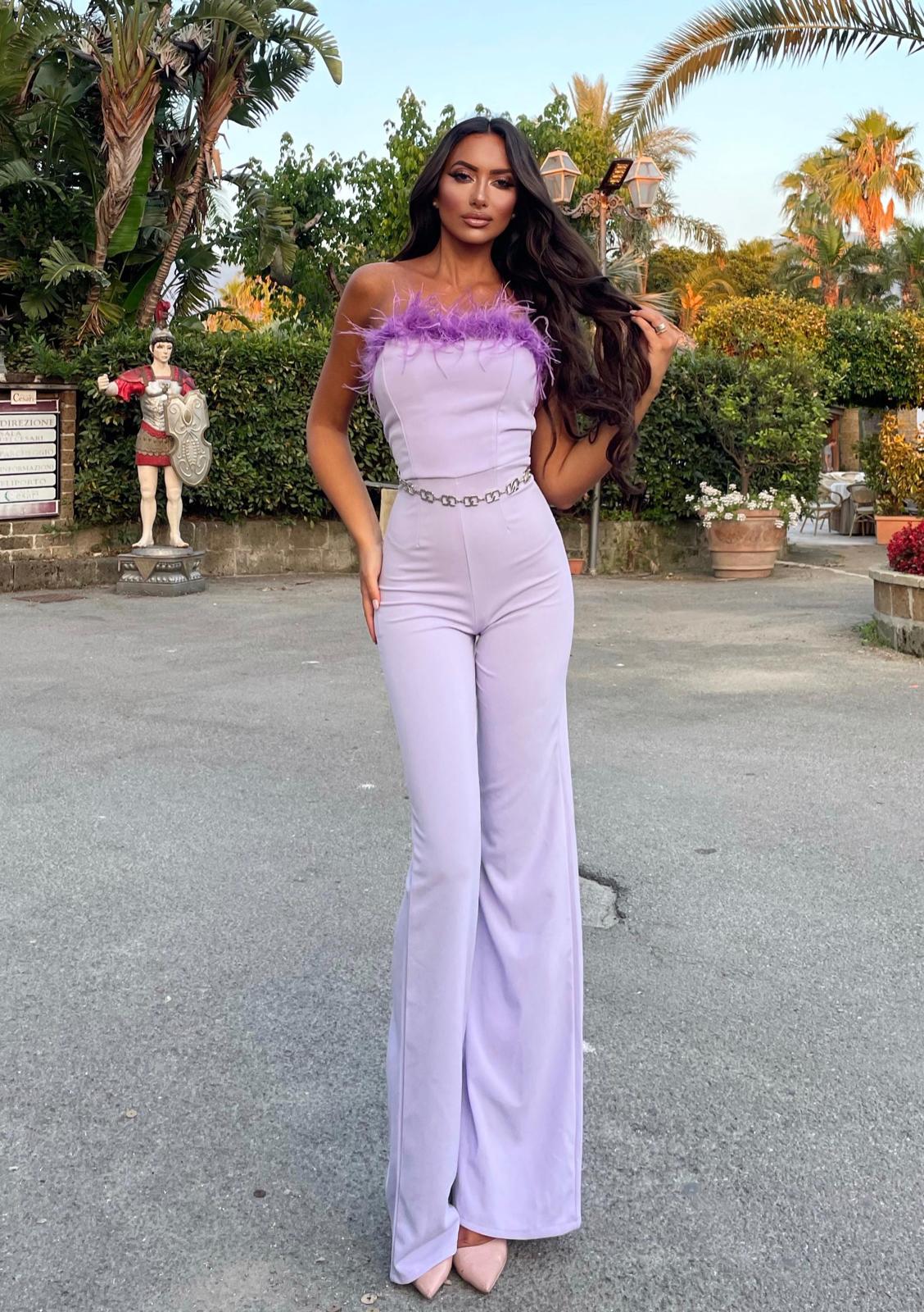 Tuta con piume lilla - R.a. Boutique 