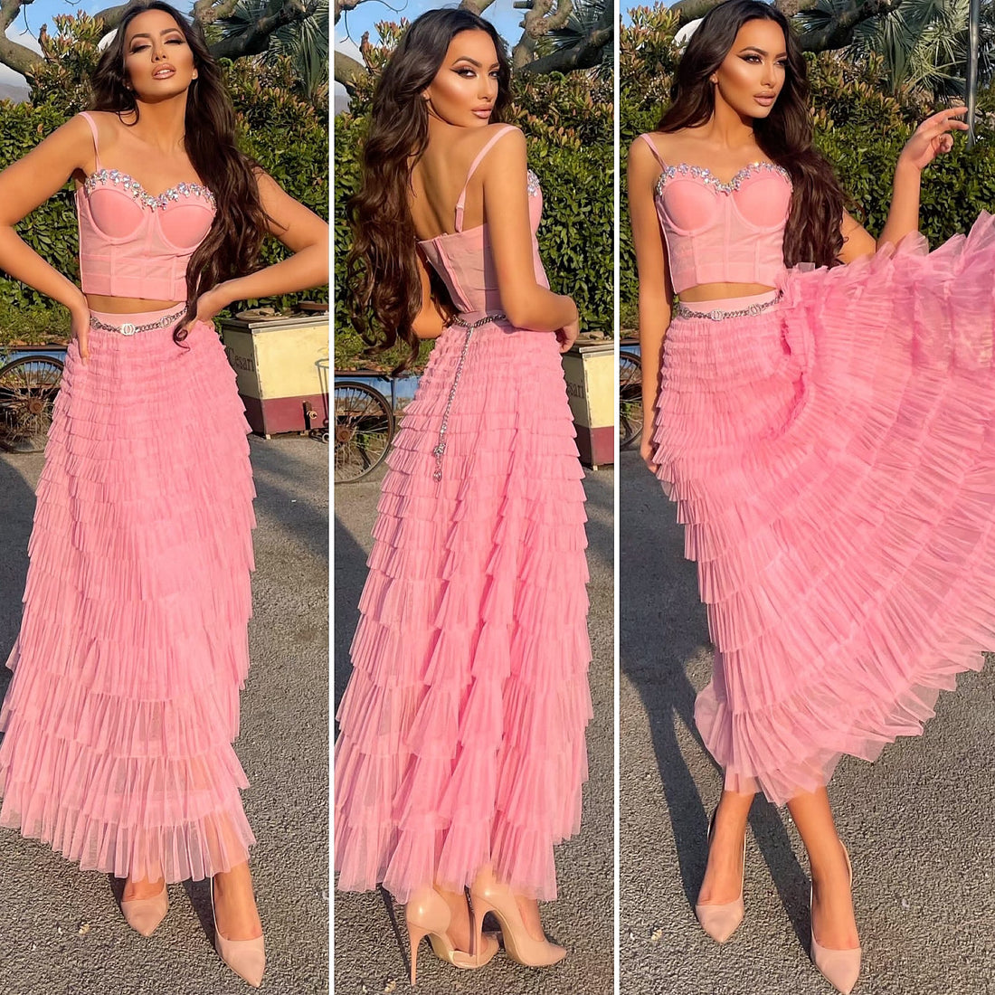 Completo gonna e top rosa - R.a. Boutique 