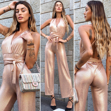 Tuta red carpet rosa gold lamè - R.a. Boutique 