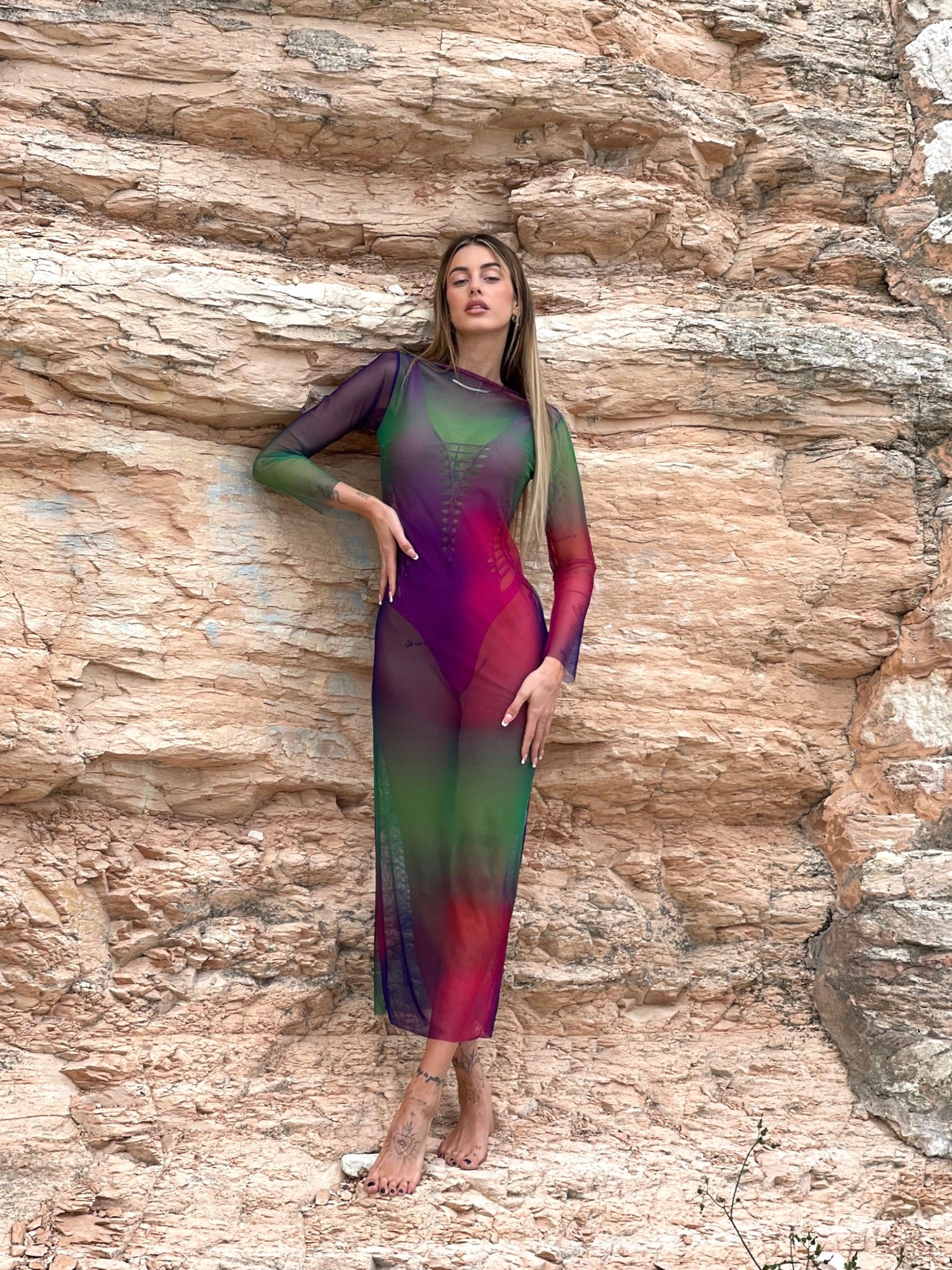 Abito in velo multicolor - R.a. Boutique 