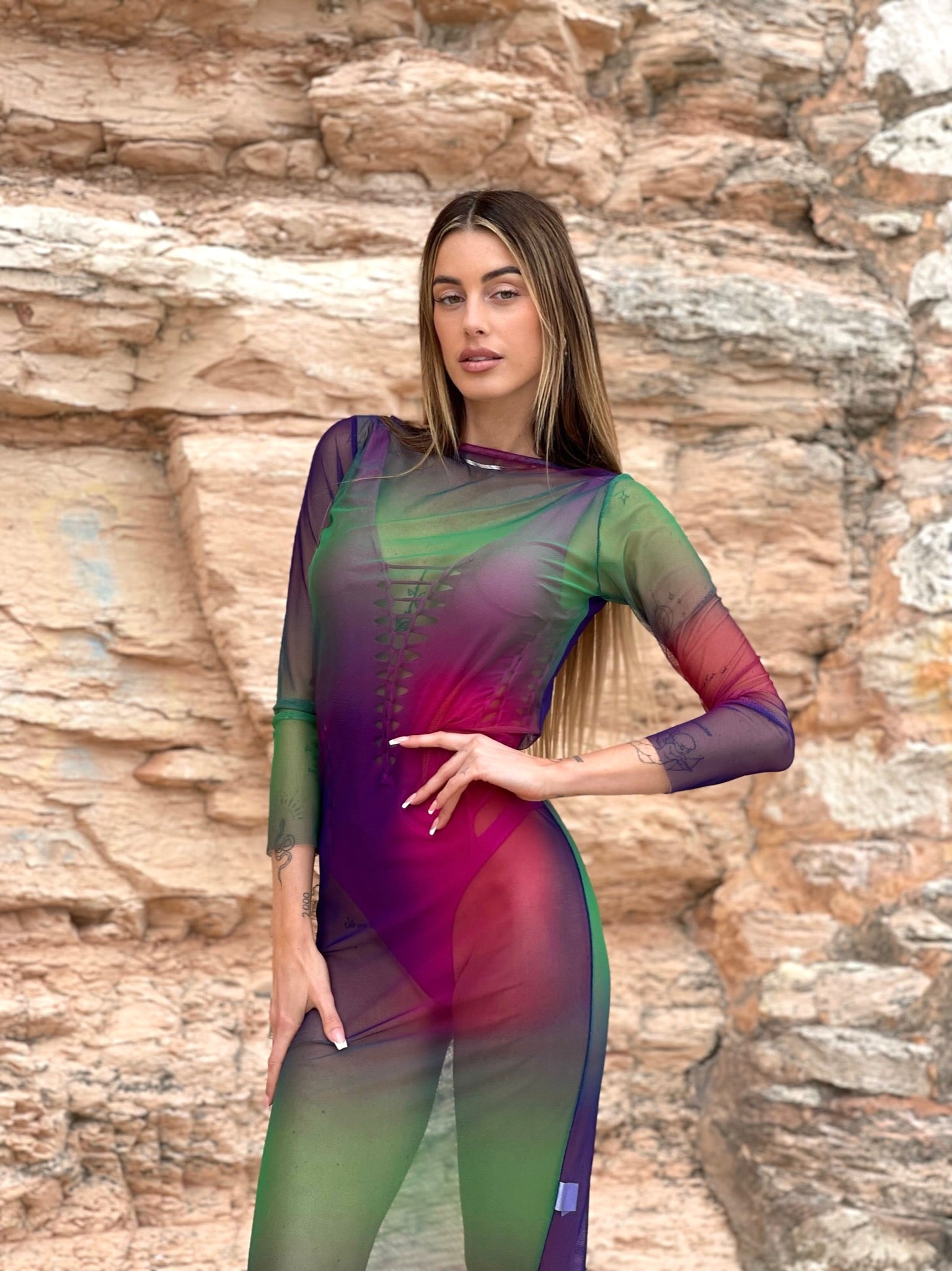 Abito in velo multicolor - R.a. Boutique 
