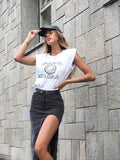 Gonna di jeans con spacco e cintura - R.a. Boutique 