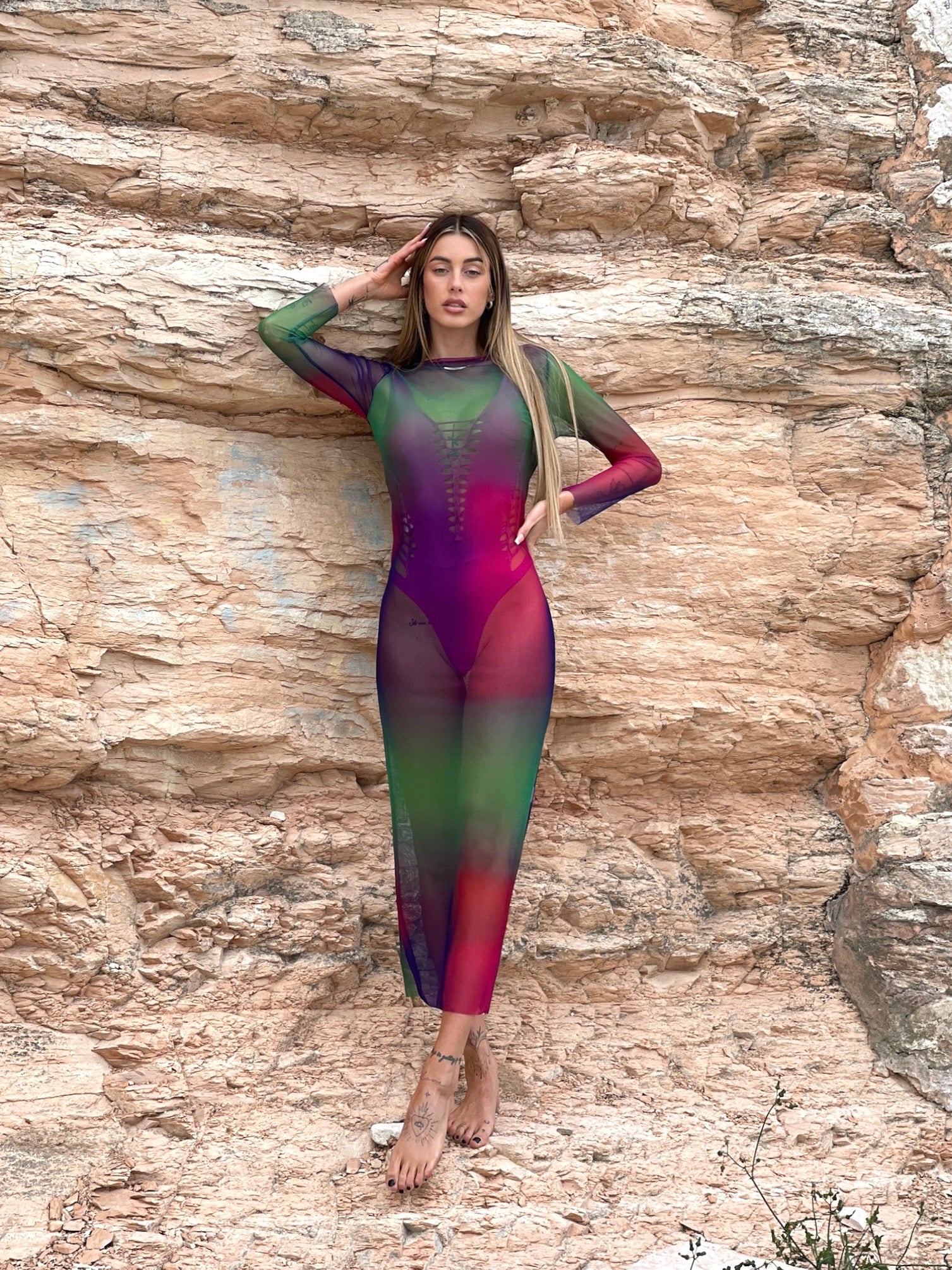 Abito in velo multicolor - R.a. Boutique 