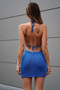 Abito corto in lurex blu - R.a. Boutique 