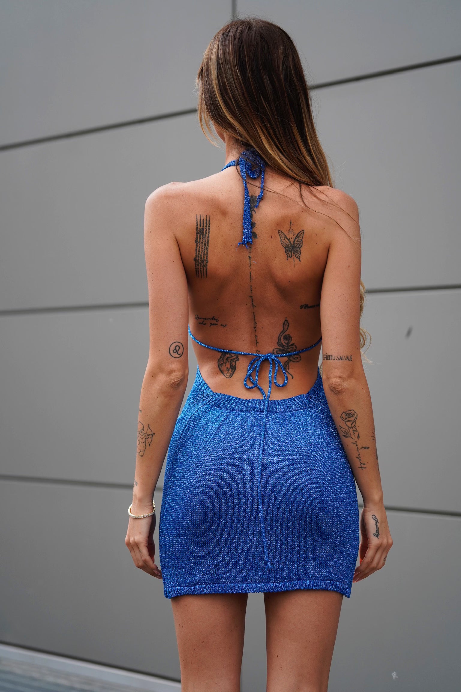 Abito corto in lurex blu - R.a. Boutique 