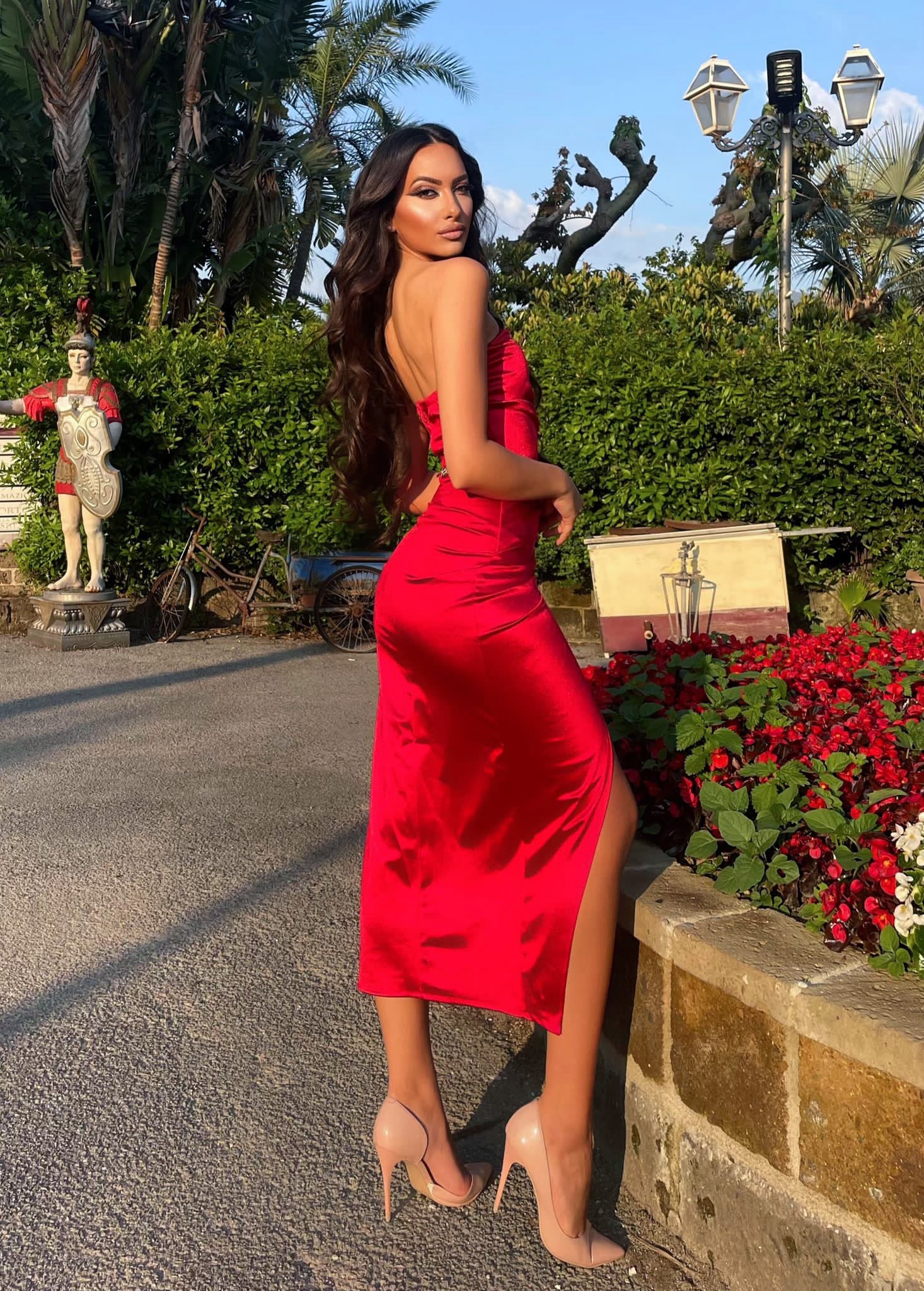 Abito midi Rosso scollo a V - R.a. Boutique 