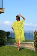Pareo lime  con frange e pizzo - R.a. Boutique 