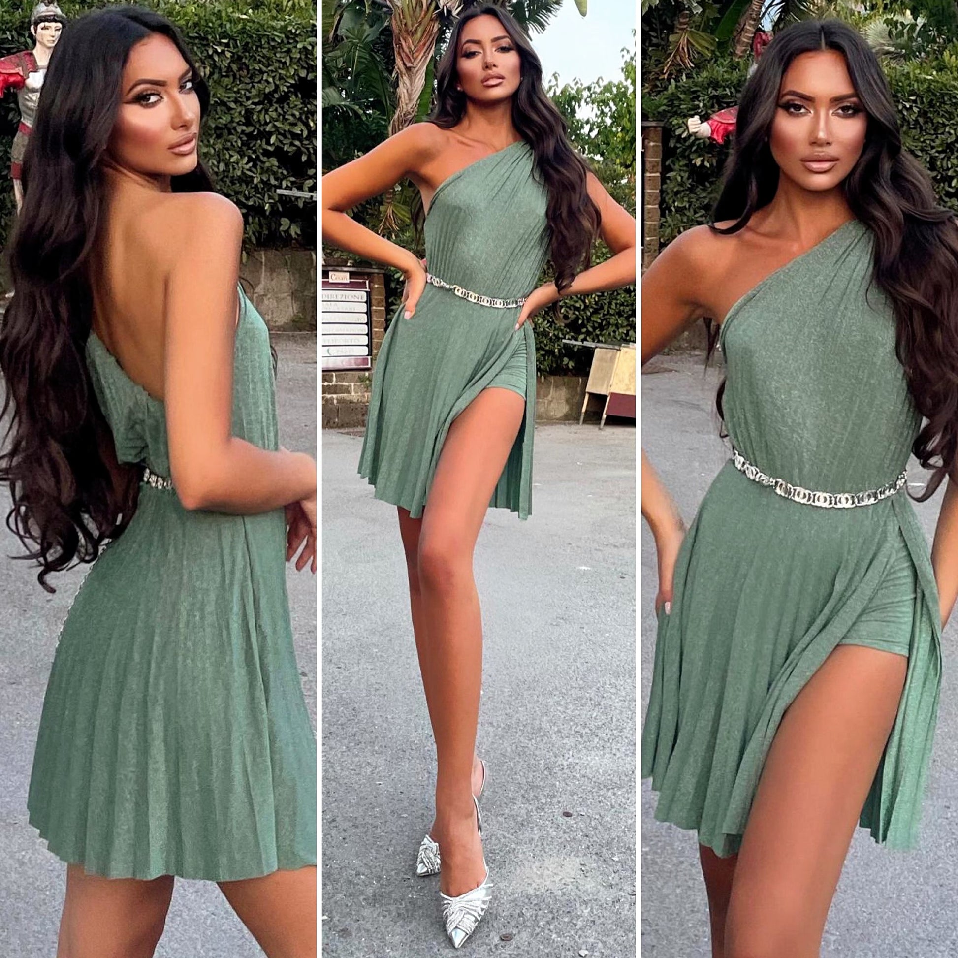 Abito monospalla corto discount