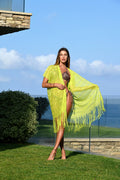 Pareo lime  con frange e pizzo - R.a. Boutique 