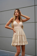 Abito corto beige con pizzo - R.a. Boutique 