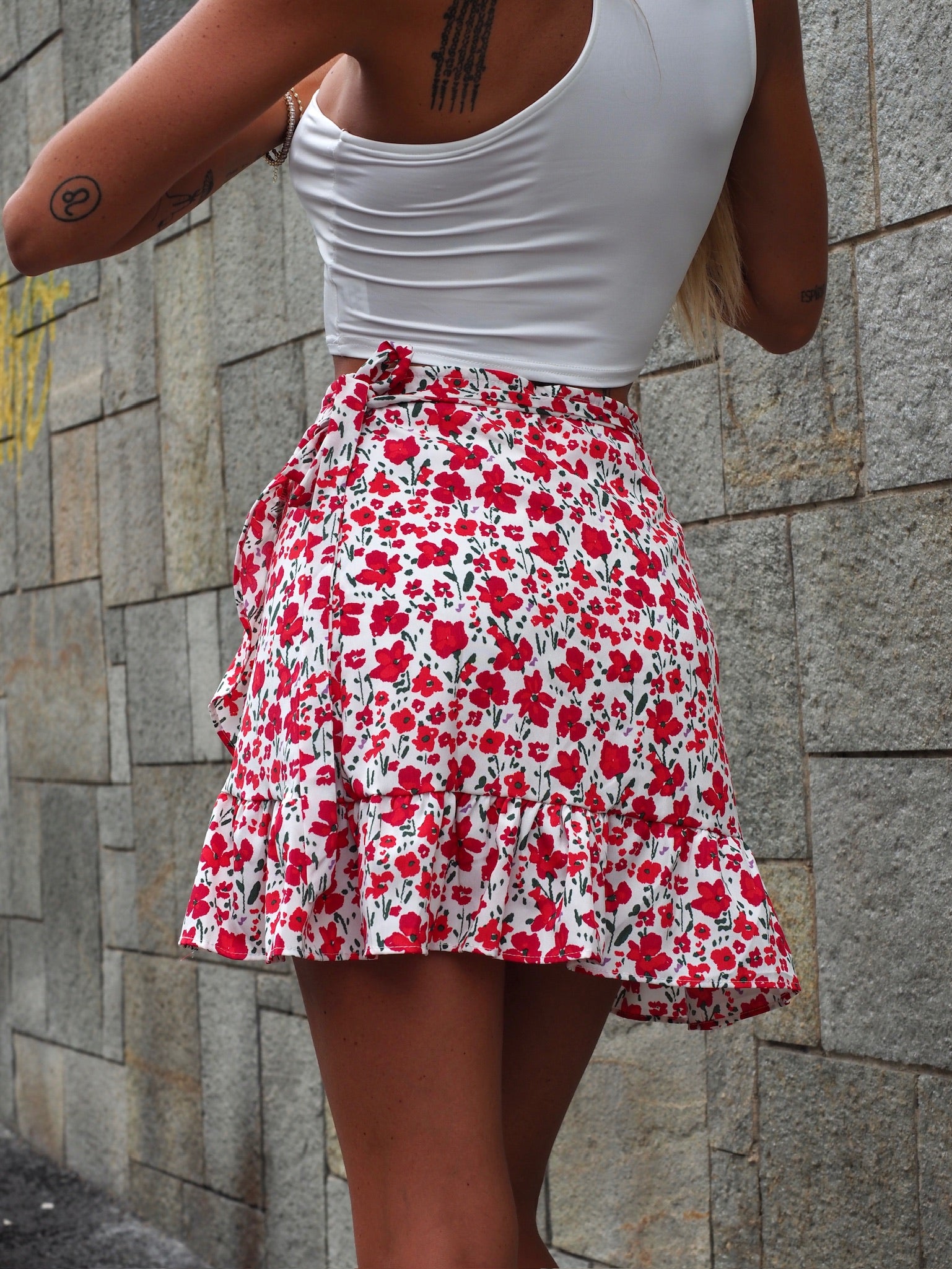 Gonna a portafoglio fiori rossi - R.a. Boutique 