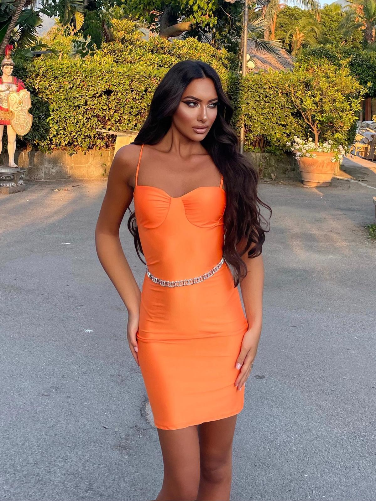 Abito arancio schiena incrociata - R.a. Boutique 