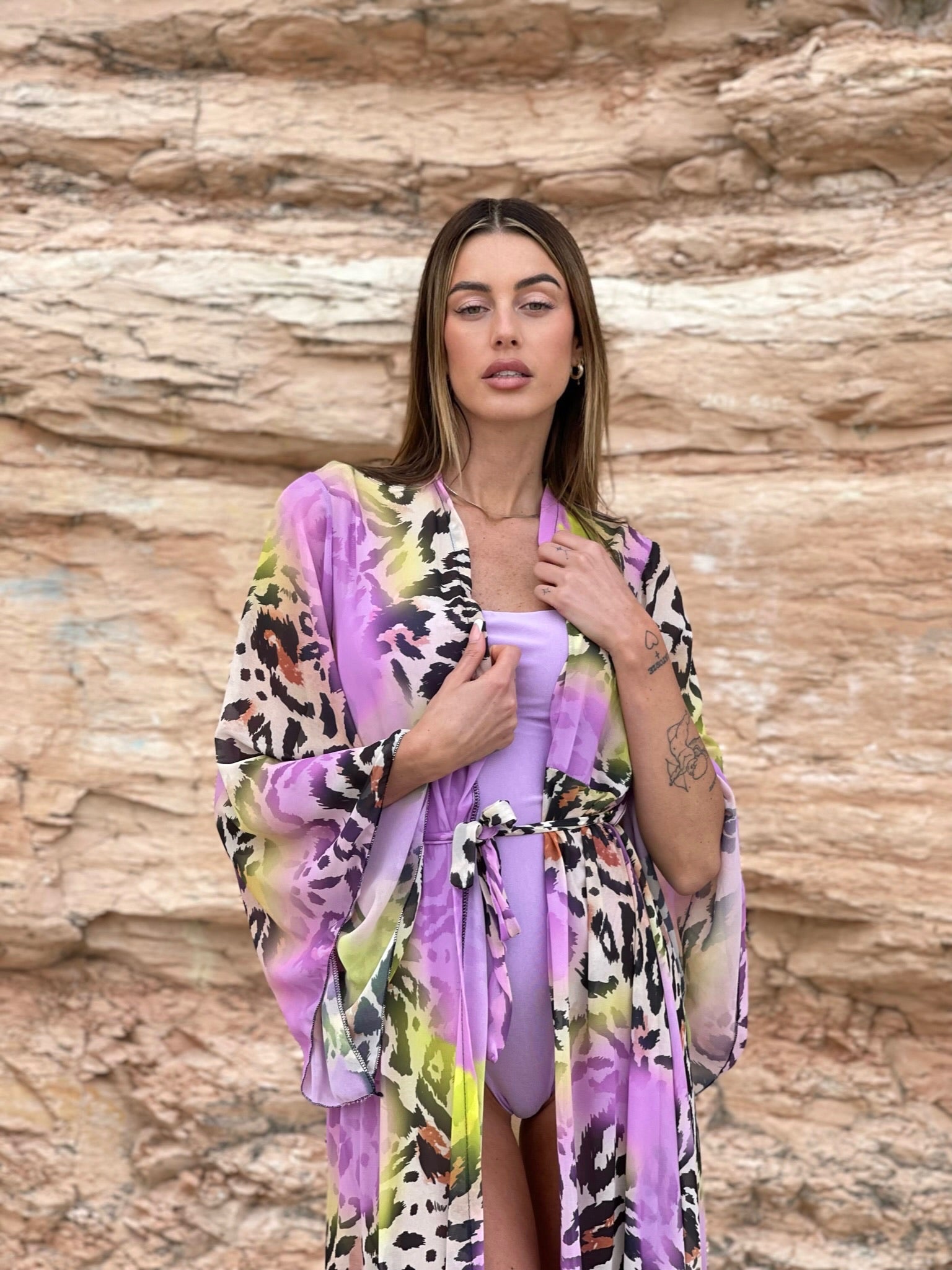 Kimono animalier lilla - R.a. Boutique 
