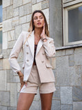 Completo giacca con bottoni e short beige - R.a. Boutique 